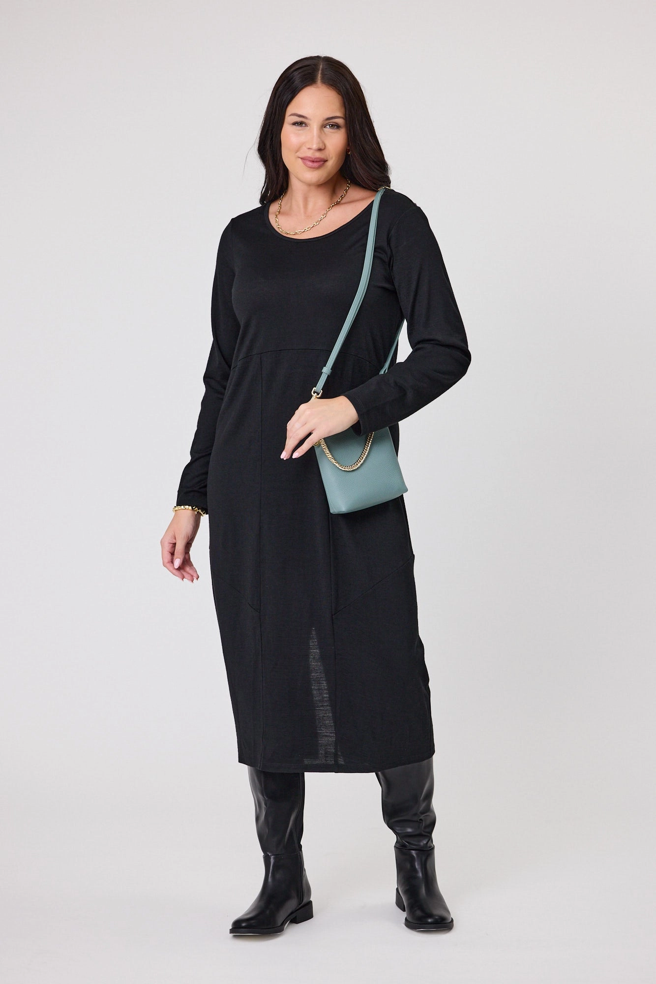 Alpine by Shine On Riviera Merino Cocoon Dress Black