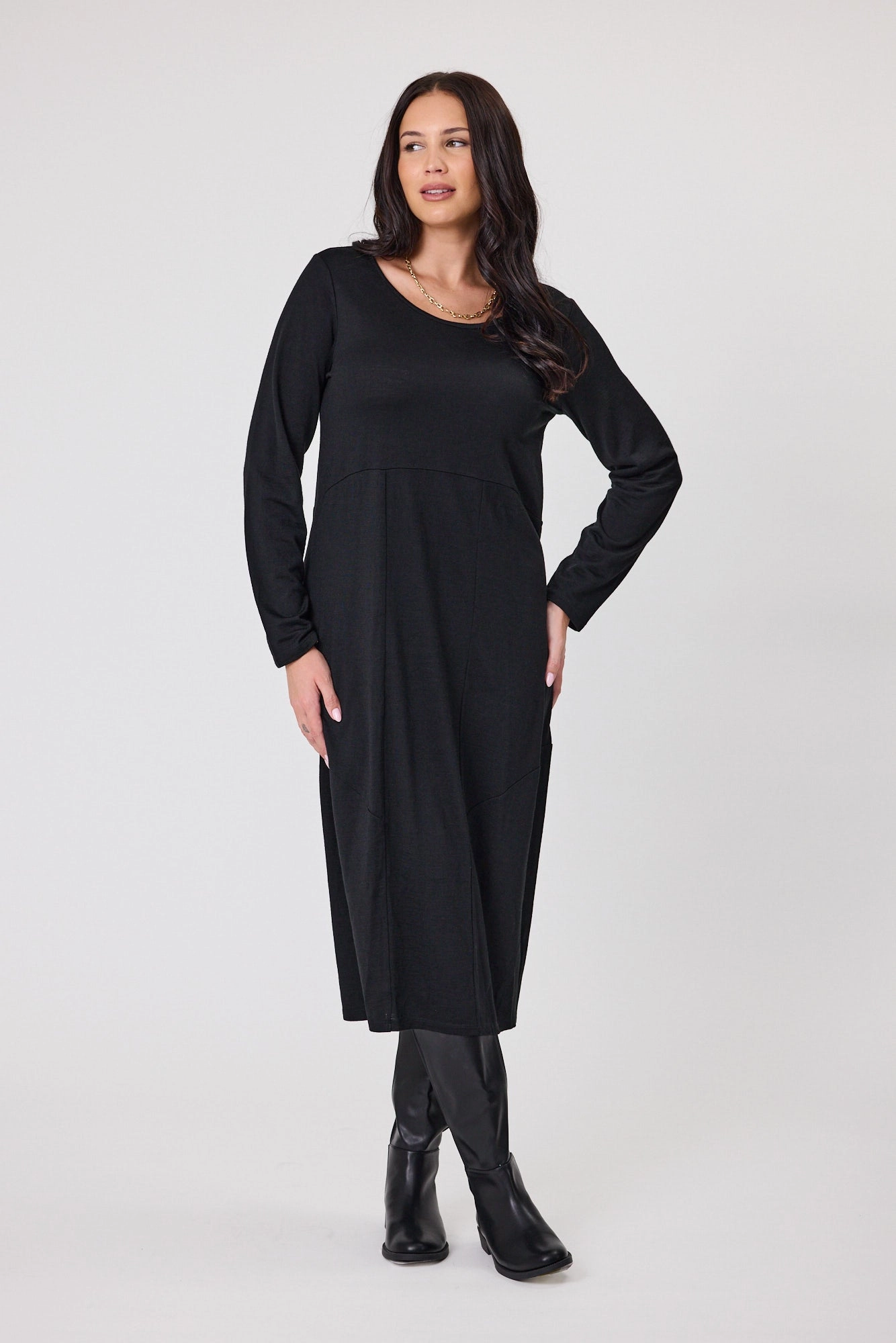 Alpine by Shine On Riviera Merino Cocoon Dress Black
