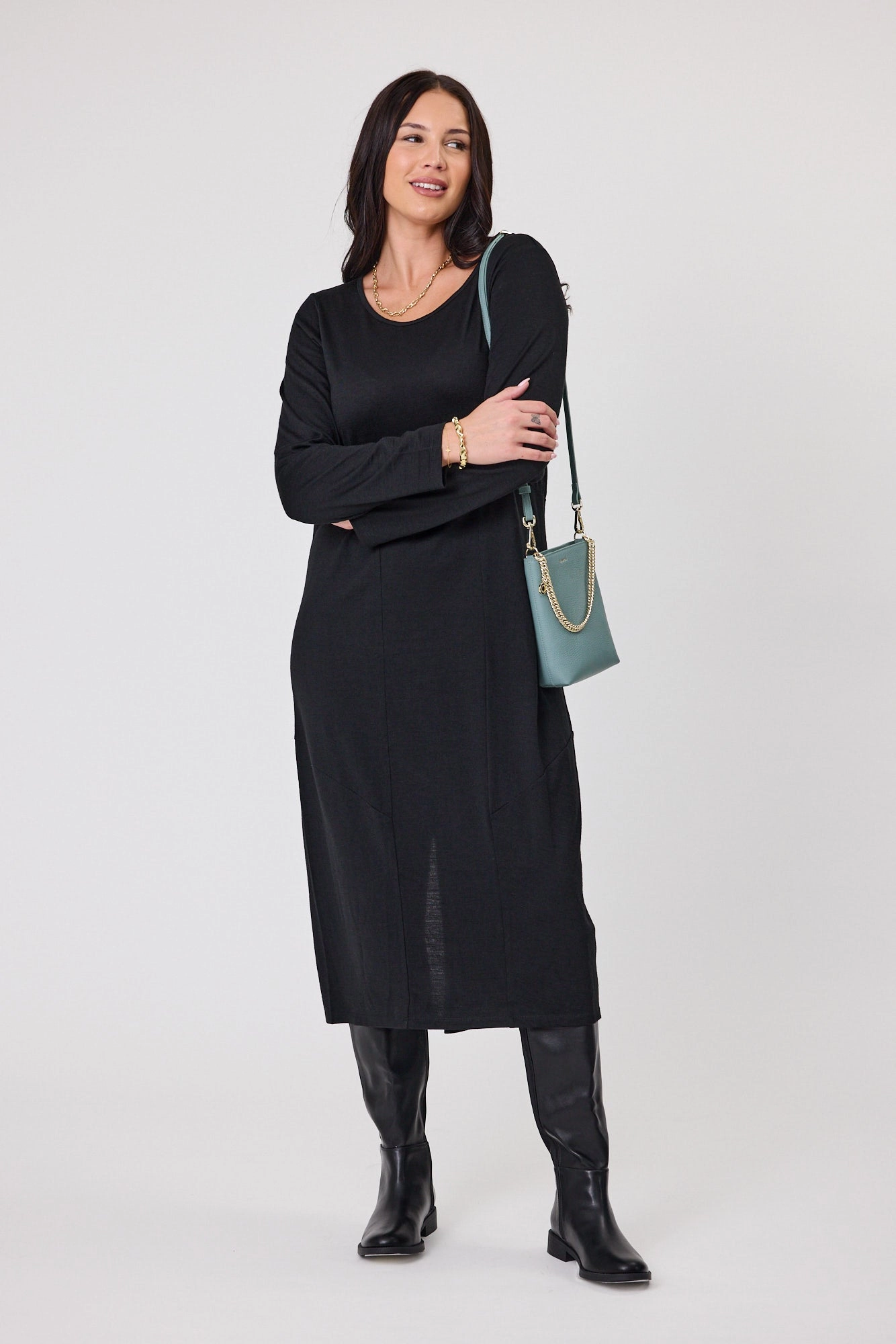 Alpine by Shine On Riviera Merino Cocoon Dress Black
