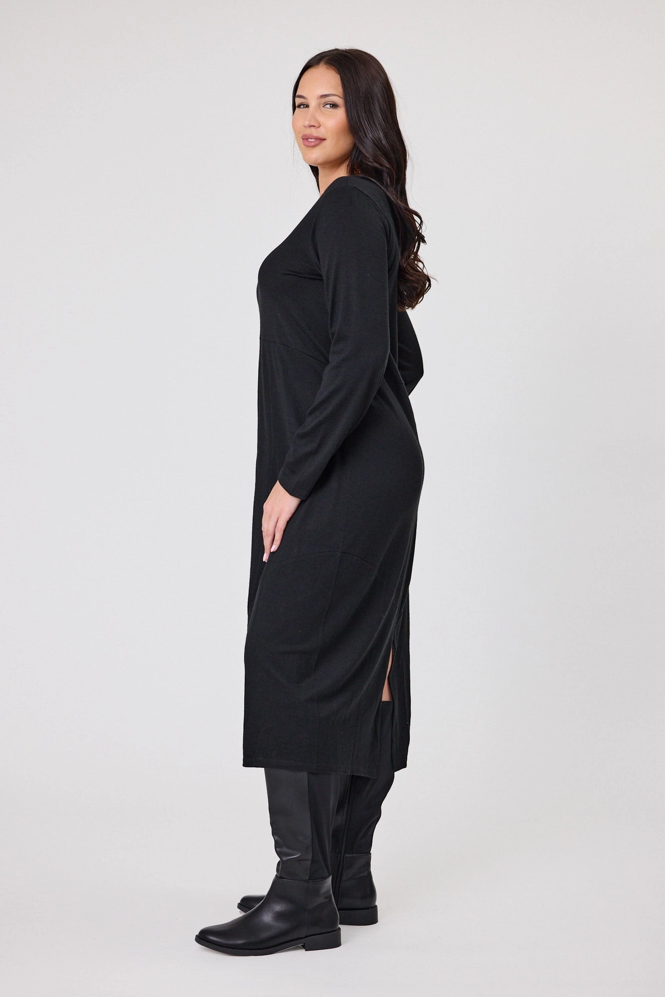 Alpine by Shine On Riviera Merino Cocoon Dress Black
