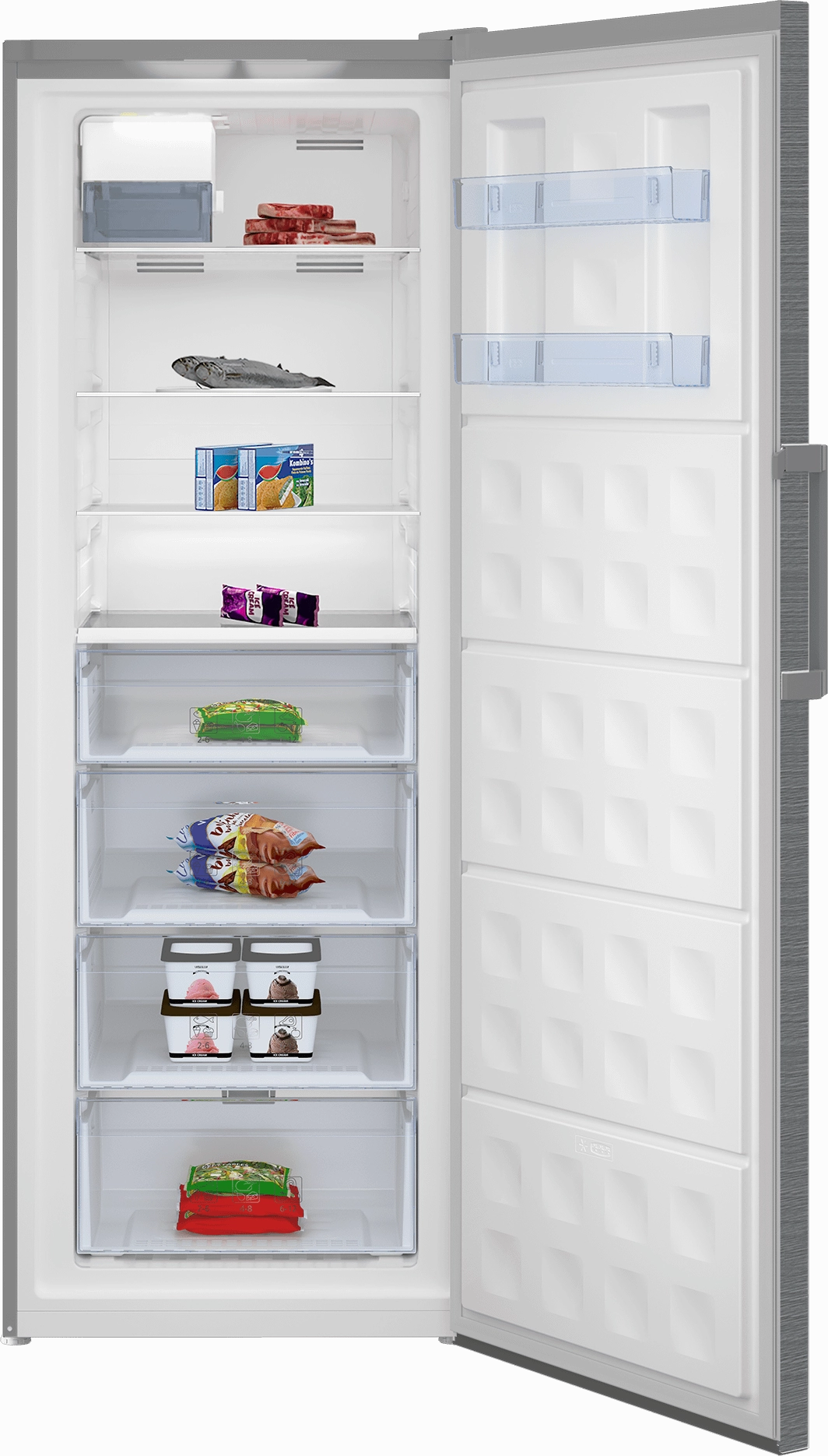 Beko BUFR2715SSIM 28" Manhattan Stainless Steel Upright Freezer With Auto Ice Maker