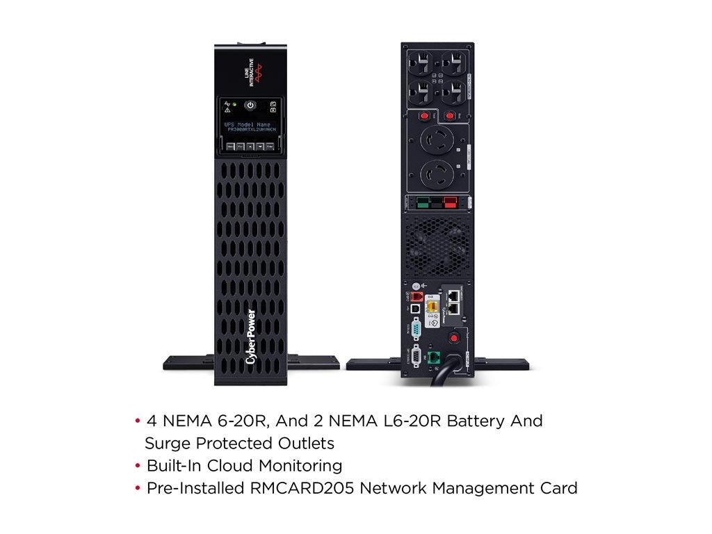 CyberPower Smart App Sinewave PR3000RTXL2UHVACN - UPS (rack-mountable / external) - AC 200-240 V - 3000 Watt - 3000 VA - 6 Ah
