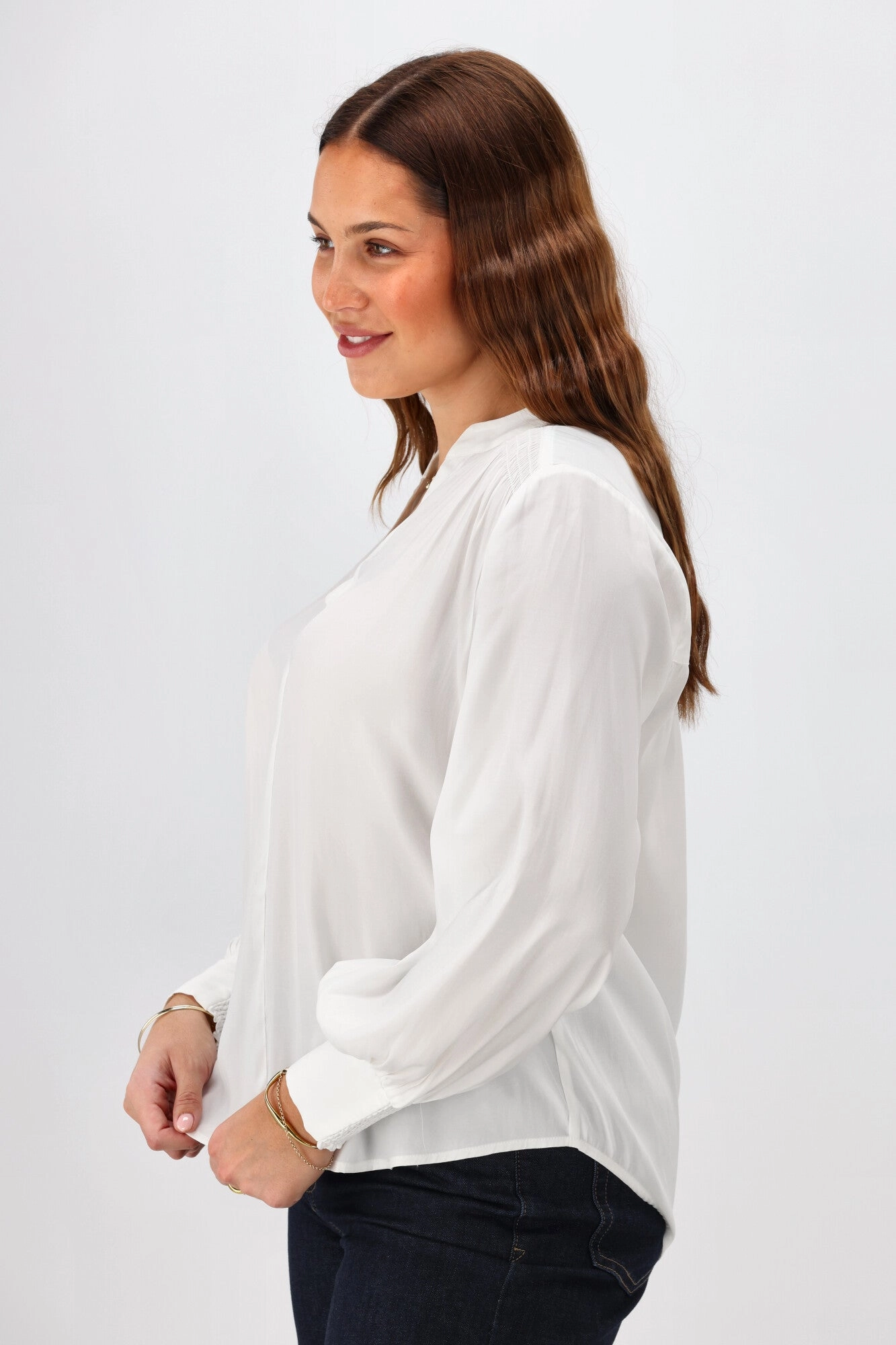 Gloss the Label Sattva Shirred Detail Blouse Natural