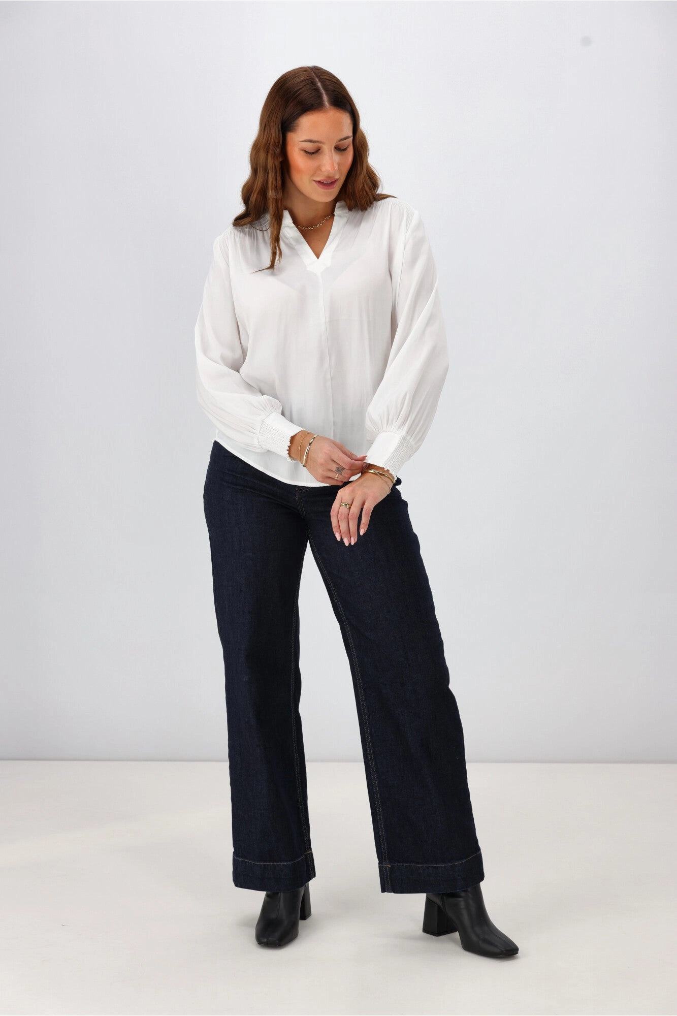 Gloss the Label Sattva Shirred Detail Blouse Natural