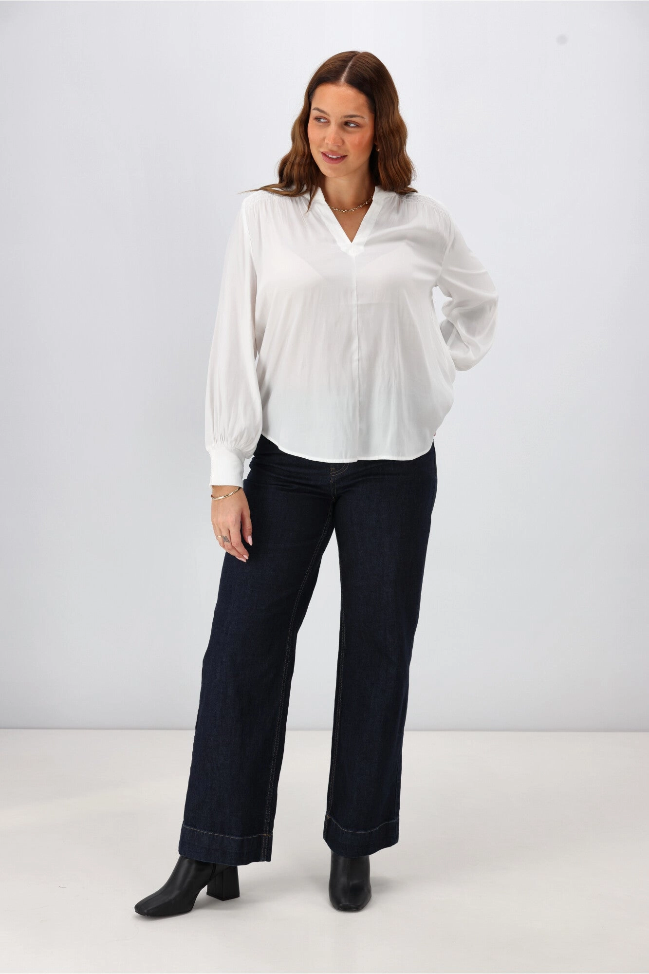 Gloss the Label Sattva Shirred Detail Blouse Natural