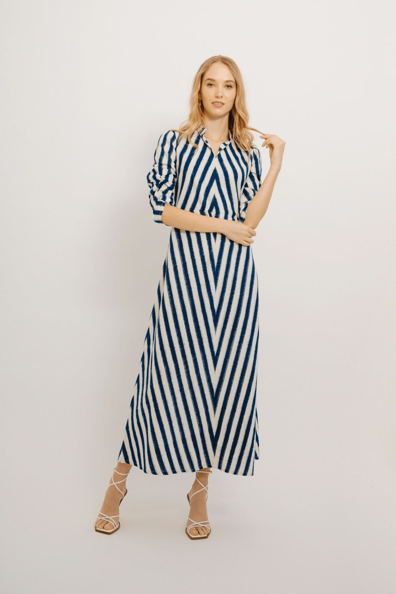 Rambagh Stripes Dress Blue
