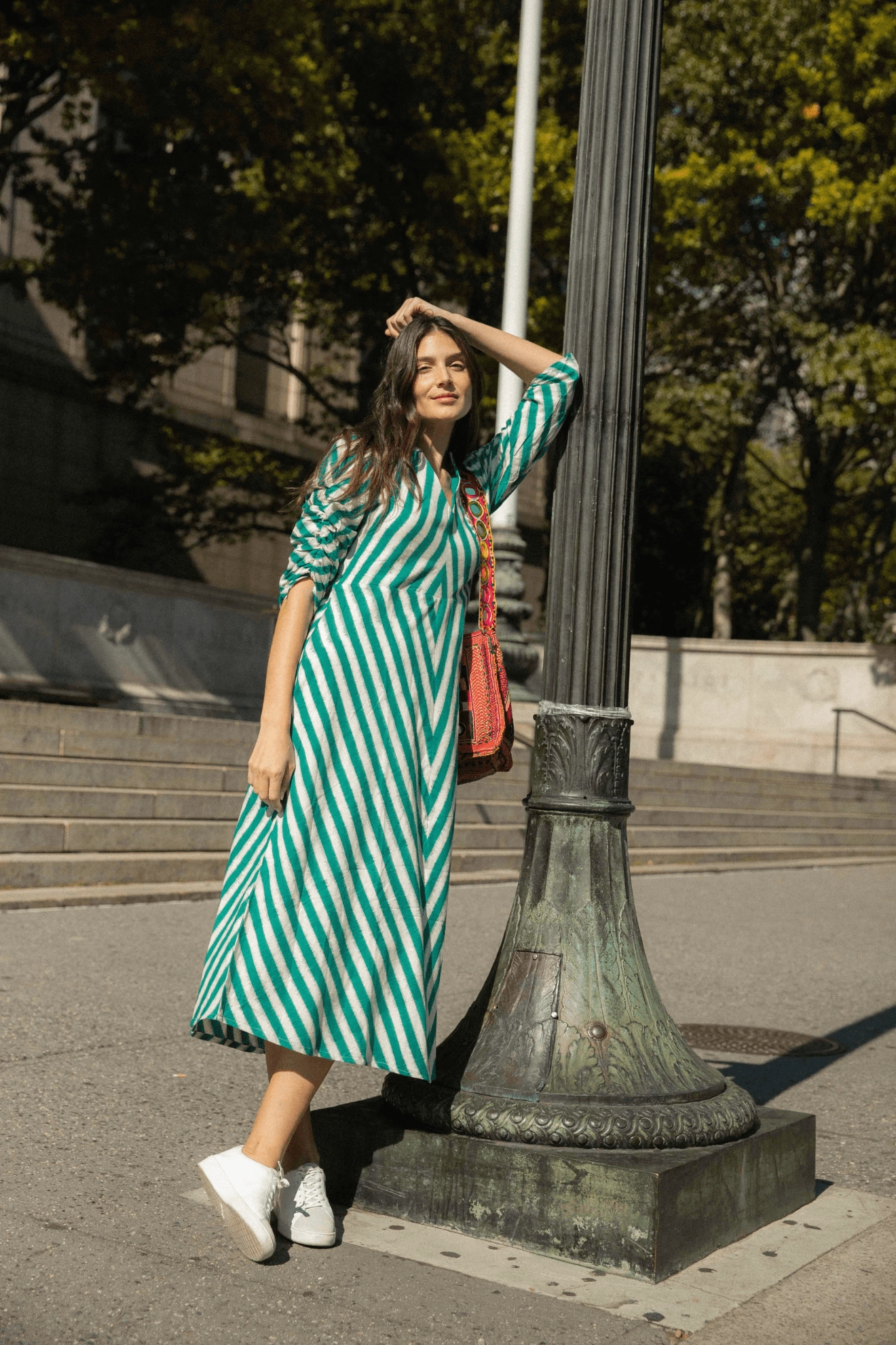 Rambagh Stripes Dress Green