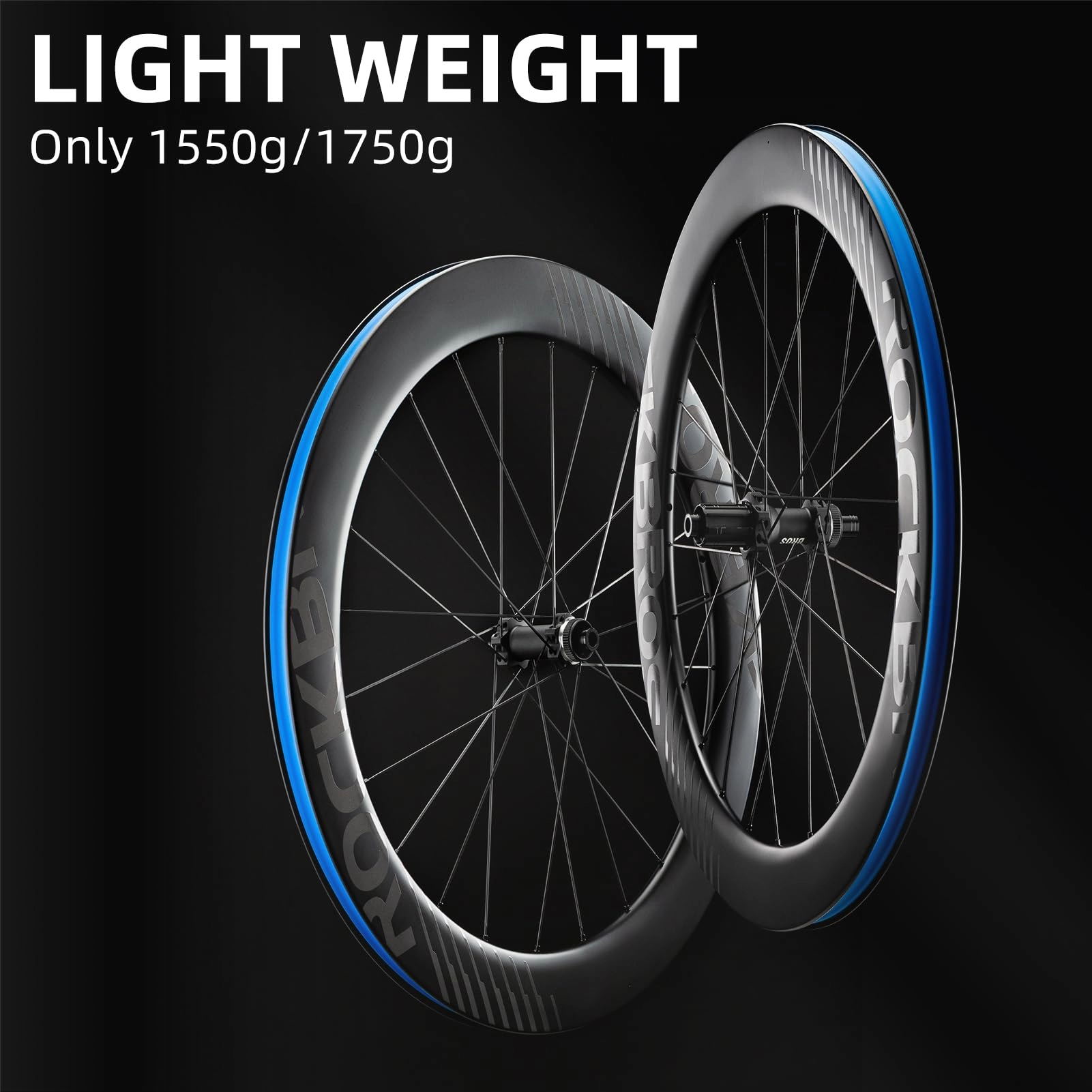 ROCKBROS 700c Carbon Fiber Disc Rim 38/50/65 mm  1.6-1.7 kg Clincher Wheelset