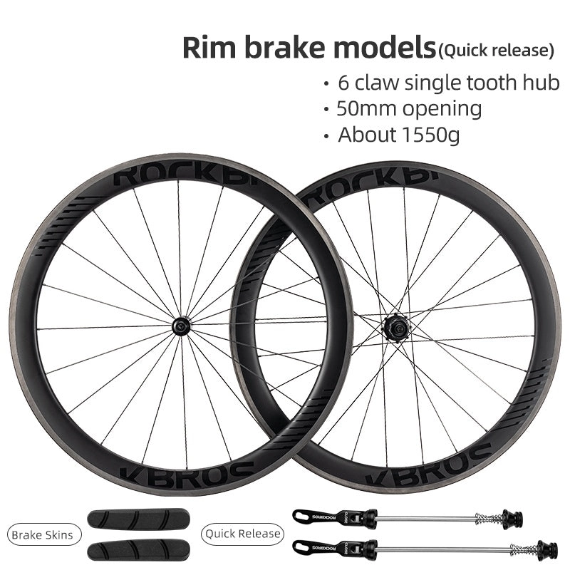 ROCKBROS 700c Carbon Fiber Disc Rim 38/50/65 mm  1.6-1.7 kg Clincher Wheelset