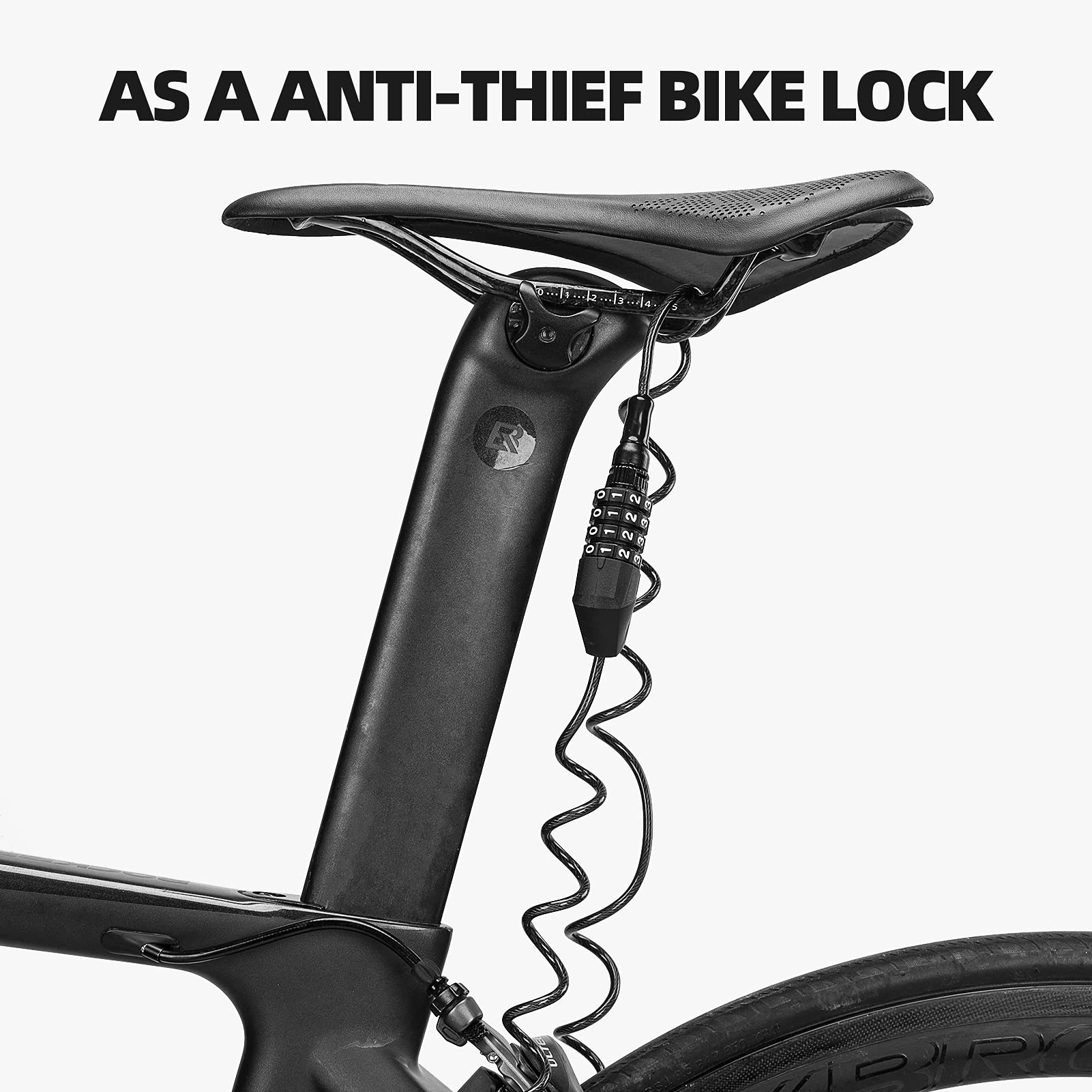 ROCKBROS Lightweight Helmet Lock, Resettable Combination Cable Lock for Bike & Luggage