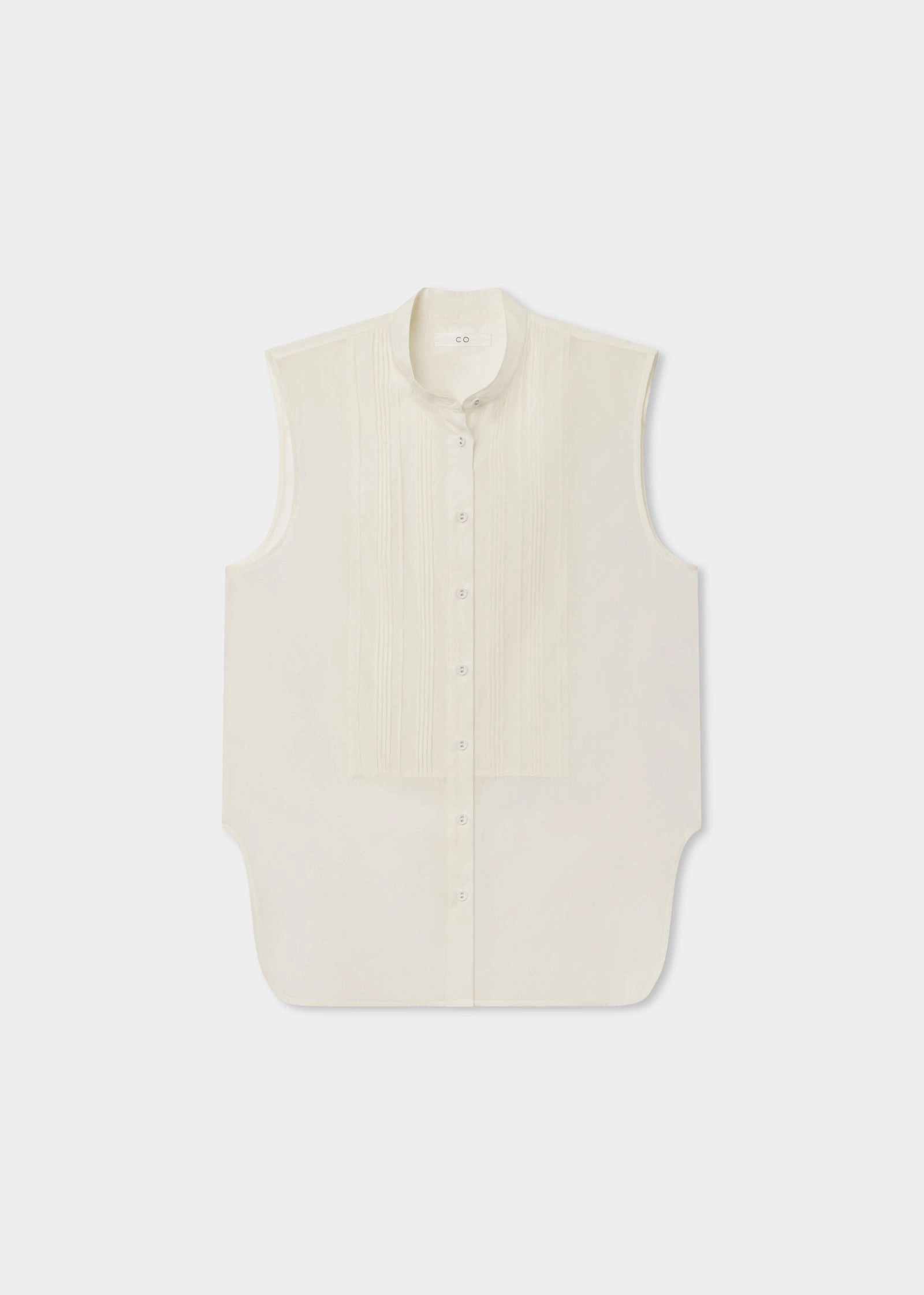Sleeveless Tuxedo Shirt - Ivory