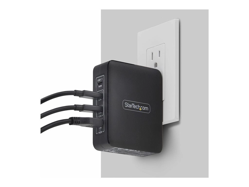 StarTech.com 140W USB-C Wall Charger, USB-C/USB-A, PD GaN Power Adapter - Power adapter - GaN technology - 140 Watt - 5 A - Power 3114GCU-WALL-CHARGER