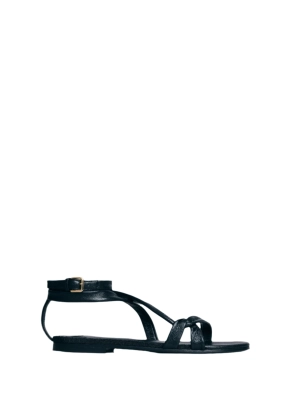 Strappy Sandal in Leather - Black