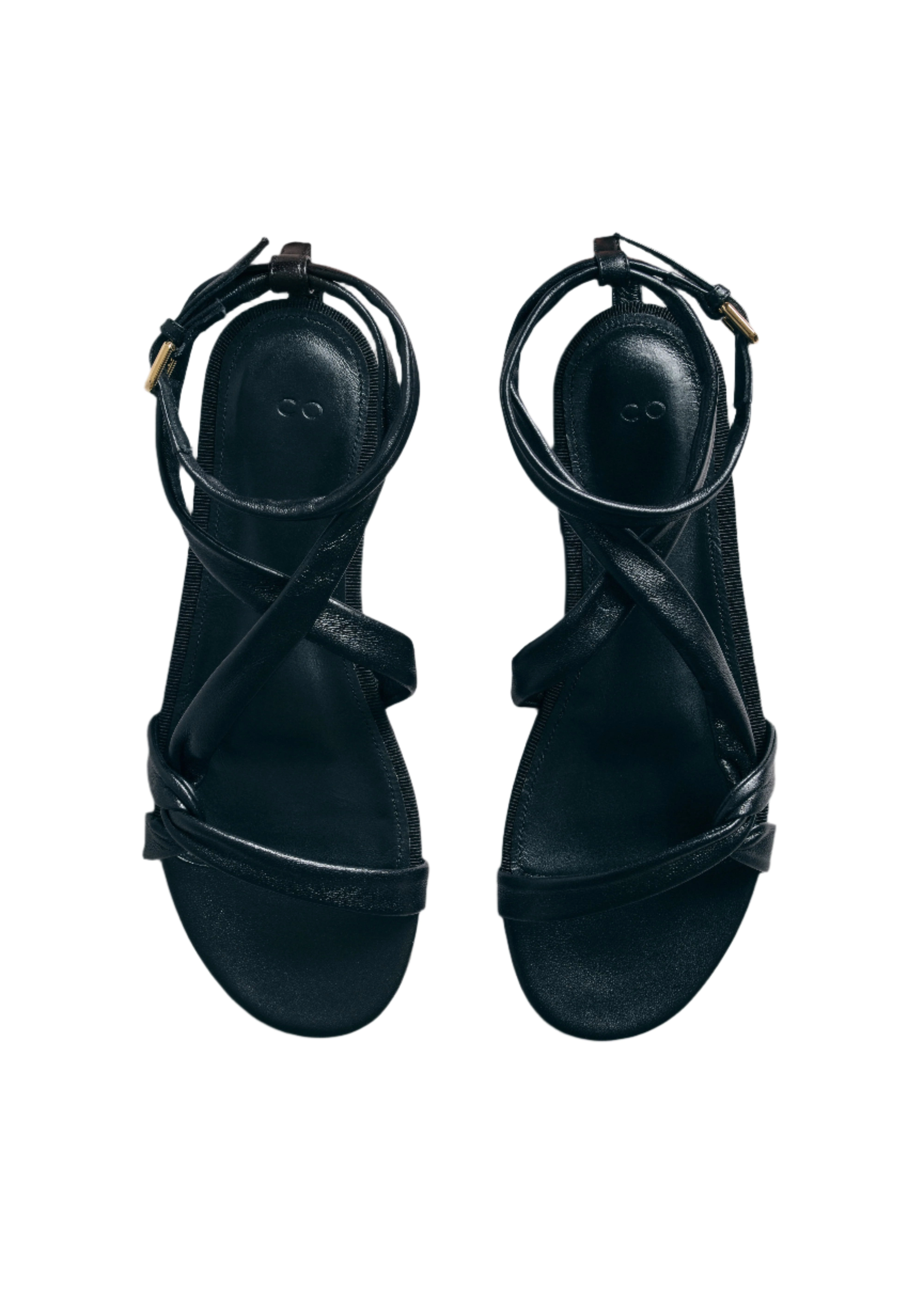 Strappy Sandal in Leather - Black
