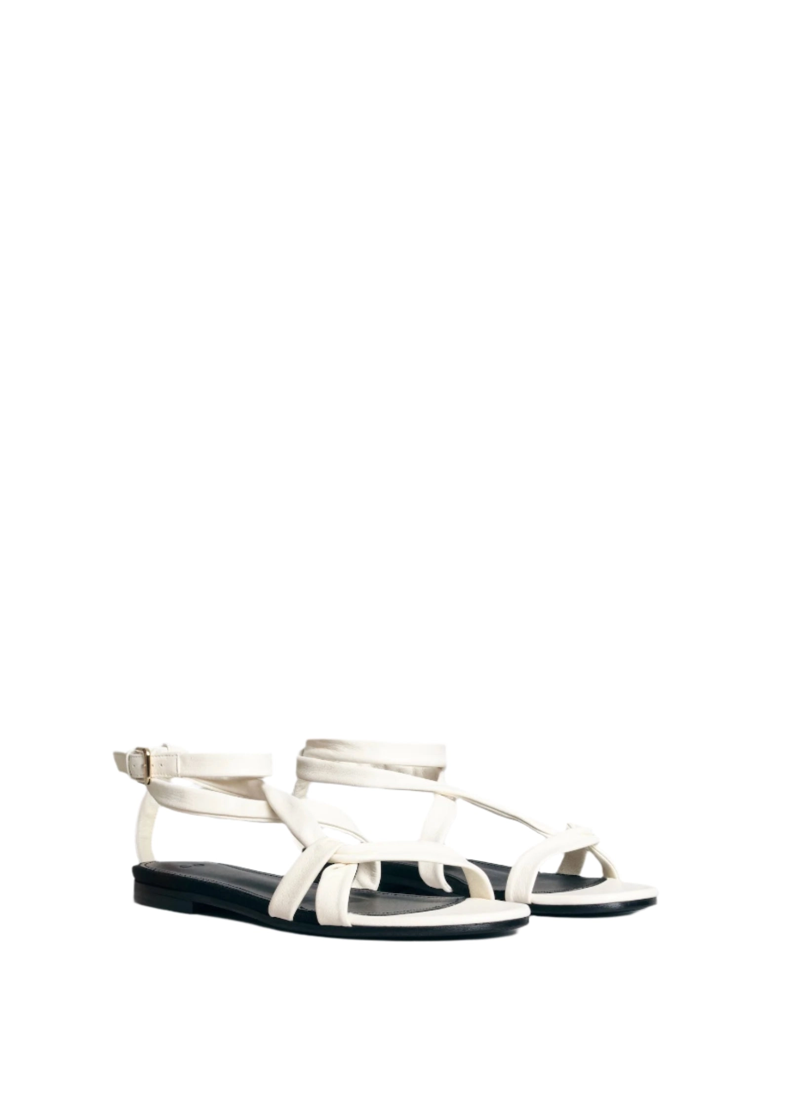 Strappy Sandal in Leather - Ivory